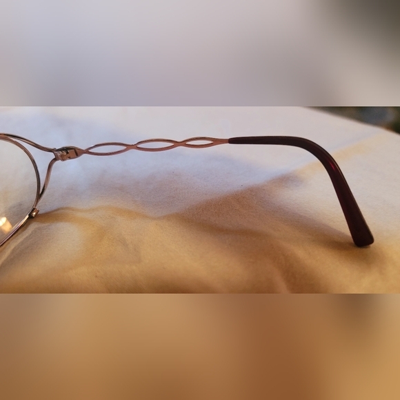 VINTAGE SALVATORE FERRAGAMO GOLDEN METAL EYEGLASSES FRAMES PINK DIAMOND W/ Case - Picture 7 of 16